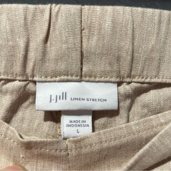 J. Jill Womens Pant Large Beige Linen Stretch Resort Vacation Vanilla Minimalist - Picture 4 of 5